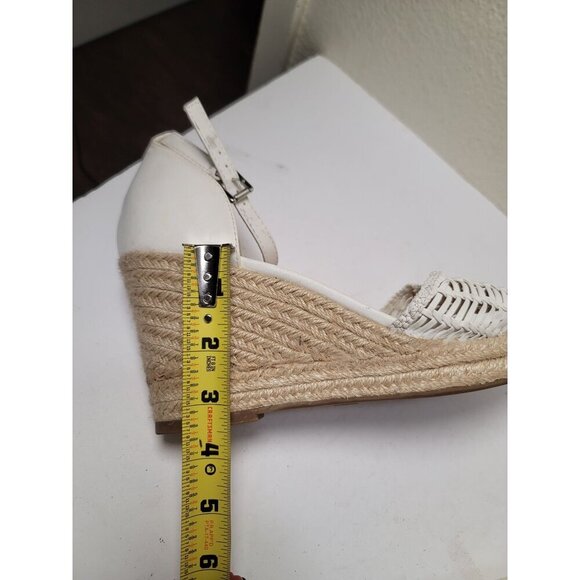 Ana Horizon Espadrille White Woven Wedge Sandals Size 11 Ankle Strap Open Toe - Picture 9 of 11
